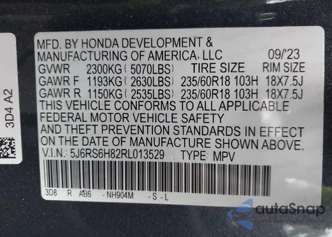 2024 Honda Cr-V Hybrid Sport-L from USA, damaged, VIN 5J6RS6H82RL013529